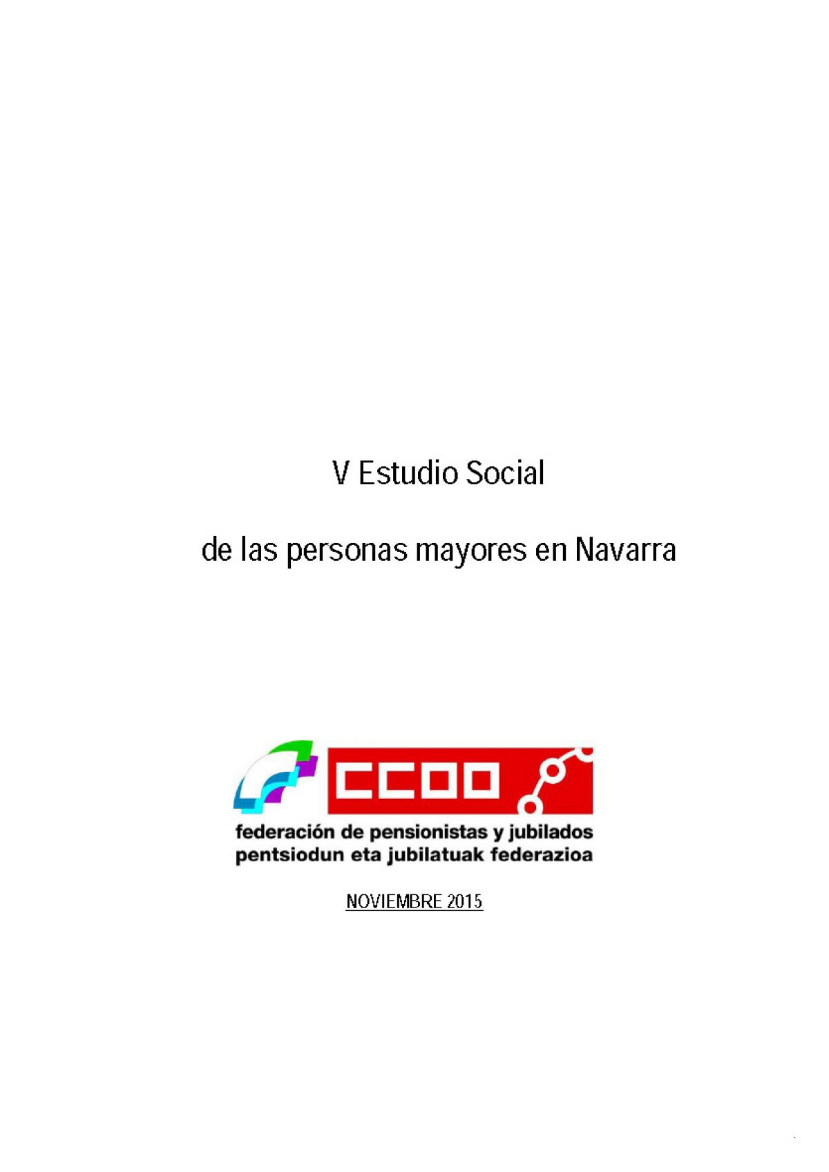 V Estudio Social de las personas mayores en Navarra